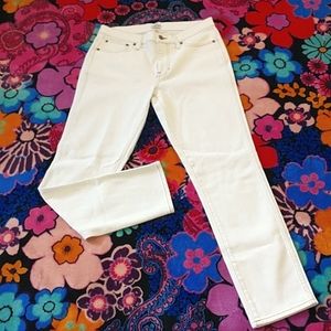 J. Crew Straight Vintage White Jean with Brown Stitching, Sz. 28 Tall